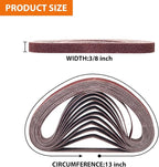 TAOKYID 36 Pack 3/8 x 13 Inch Sanding Belts for Air Belt Sander, 12Pcs Each of 40/60/80 Grits Abrasive File Belts for Woodworking, Metal Polishing, 3/8 inch x 13 inch Aluminum Oxide Sanding Belt