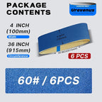 4 x 36 Inch Sanding Belts, 6 Pcs 60 Grit, Zirconia Sanding Belts for Metal Polishing, Woodworking, Surface Smoothing