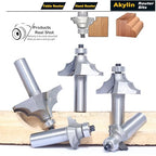 5Pcs Bearing Guided Bead Ovolo Bit Set,1/2" Shank Double Ribbed Ovolo Bits with Twin Arc,Rounding Over Radius 1/8”,5/32",9/32",5/16" and 3/8" for Wood Edging,Profiling,Molding
