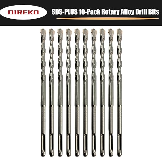 Generic Direko 10 Piece Carbide-Tipped SDS-Plus Rotary Hammer Drill Bit Set Length 6"",Twist Drill 7/16"",for Masonry，Concrete,Brick Granite etc.