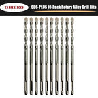 Generic Direko 10 Piece Carbide-Tipped SDS-Plus Rotary Hammer Drill Bit Set Length 6"",Twist Drill 1/4"",for Masonry，Concrete,Brick Granite etc.