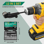 19 Pcs Flexible Drill Bit Extension Kit, Includes 2 Pcs 105° Right Angle Drill Attachment, 3 Pcs Rotatable Socket Adapter, 10+2 Pcs Screwdriver Bits & Bendable Extension for Tight Spaces