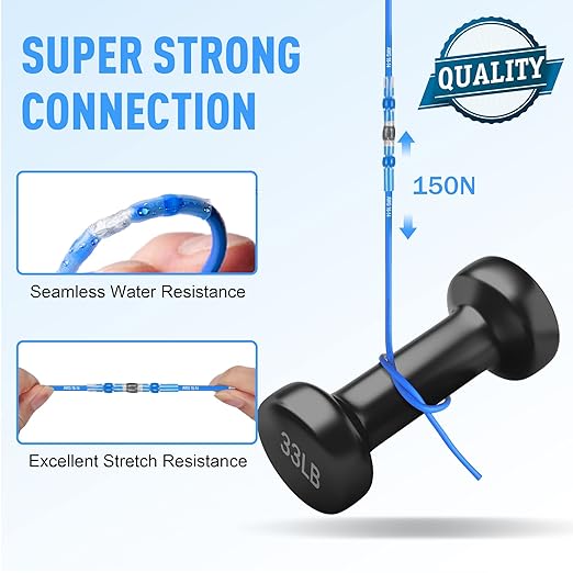 Kuject 200PCS Solder Seal Heat Shrink Wire Connectors AWG 16-14, Blue Butt Connectors Waterproof Splice for Marine, Automotive, Boat