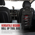 Tool Roll Bag Organizer with Magnetic Plate – Heavy Duty Polyester, Ideal Gifts For Men, Portable Tool Roll Up Bag with 5 Large Pouches & 4 Tool Strap – Black (26 Inches)