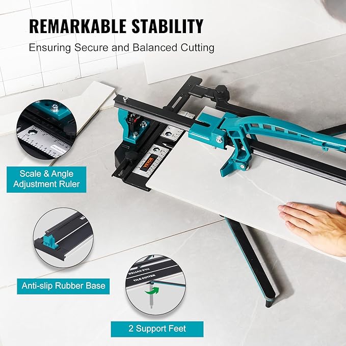 VEVOR Manual Tile Cutter, 40 inch, Porcelain Ceramic Tile Cutter with Tungsten Carbide Cutting Wheel, Infrared Positioning, Anti-Skid Feet, Durable Rails for professional installers or beginners