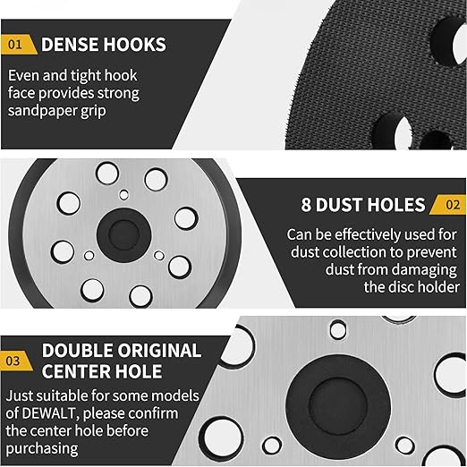5" 8 Hole Hook & Loop Metal Orbital Sander Replacement Pads Compatible with Makita Sander BO5010 BO5030K BO5031K BO5041K, 4 Pack