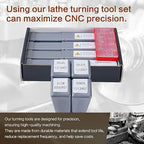 Indexable Lathe Turning Tool 14Pcs Kit 1/2" (12mm) Shank, Includes 4Pcs Metal Lathe Tool Holders and 10Pcs Carbide Inserts for Turning Boring Grooving Cutting Threading Carbide Turning Tool