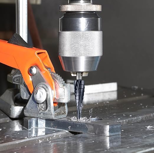 Four Sprial Flute M35 Cobalt Step Drill Bit, 1/8"-1/2" Ultra TiAIN Coated Unibit Step Bit, 1/4" Hex Shank Drill Bit for Metal, Stainless Steel, Aluminum, Copper, Wood, PVC