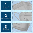 50PCS KN95 Face Masks Breathable Disposable Mask 5 Layer Cup Dust Safety Filter Efficiency≥95% with Elastic Ear Loops and Nose Bridge Clip(Grey)