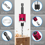 5-Piece Countersink Drill Bit Set with Adjustable Depth Stop, 1/4" Hex Shank Quick Change Drilling Tool Kit, 82° Woodworking Chamfer Bits for Wood, Plywood, MDF, Plastic