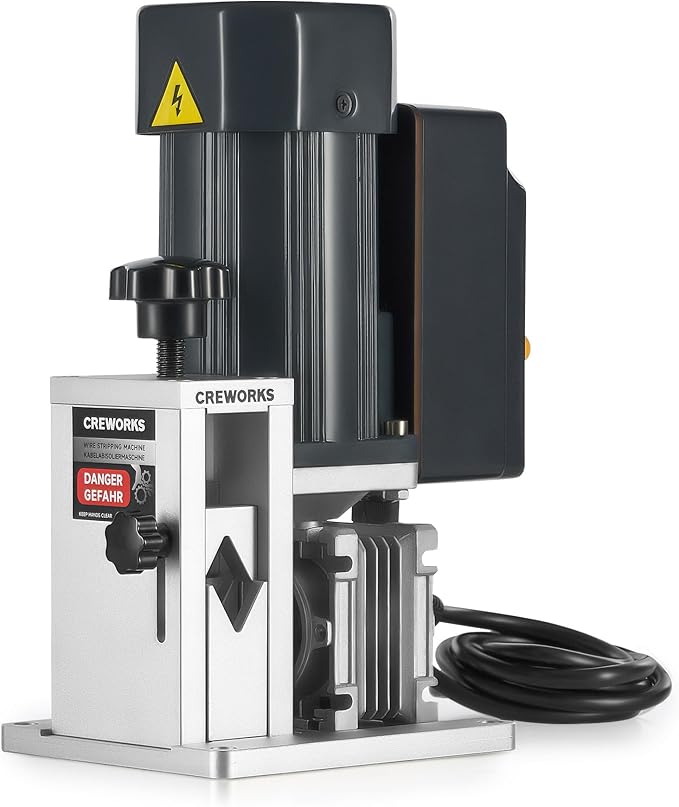 CREWORKS Electric Wire Stripper Machine, 0.06"-0.9" Automatic Wire Stripping Machine with Adjustable Feed Hole, Cable Stripper for 1.5-23mm Scrap Wire, Copper Wire Stripper for Cable Recycling