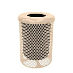 RFT-TAN Heavy Duty 32 Gallon Round Trash Receptacle, Liner Included, Tan with Flat Top Lid, Made in America