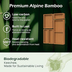 5-Piece Bamboo Drawer Organizer Set, 2.2" Deep | Multi-Use Organizers for Utensils, Silverware, Cutlery, Desk, Bathroom, Junk Drawer & Makeup, Non-Slip Feet Included.
