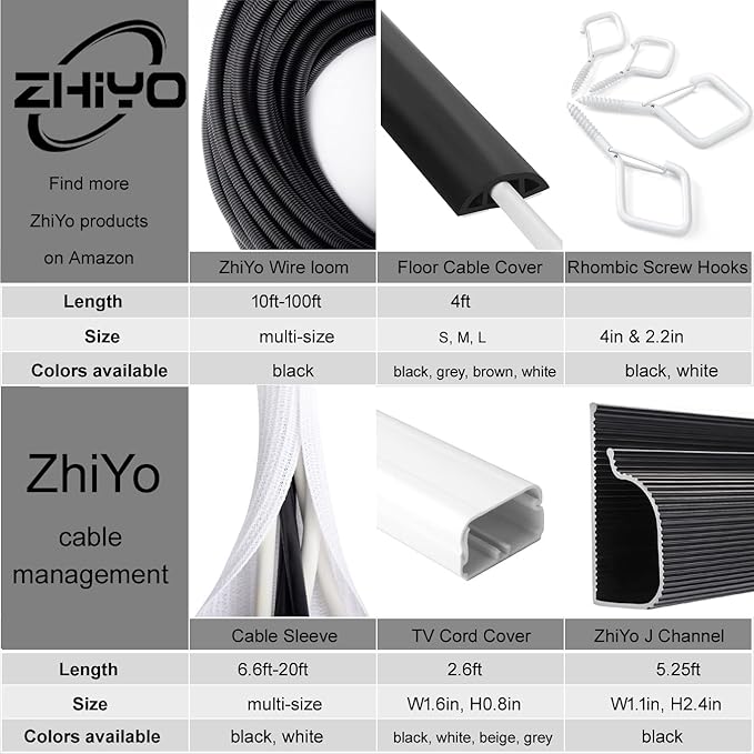ZhiYo 13ft-1/4” 13ft-3/8” 13ft-1/2” Wire Loom Split Tubing Auto Wire Conduit Flexible Cover