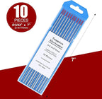 TIG Welding Tungsten Electrodes Tungsten Service 10-Pack（Red - 2% Thoriated Tungsten 3/32"）