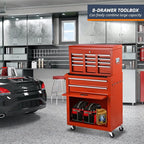 8-Drawer High Capacity Rolling Tool Chest, Big Storage Removable Tool Box Combo, Lockable Drawer Tool Cabinet for Workshop and Garage (Red)