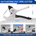iCrimp Adjustable PVC Pipe Cutter Cuts up to 2-1/2", Heavy-Duty Aluminum Ratchet Pipe Cutter Tool, One-hand Operation Tube Cutter, PEX Cutting Tool for PEX, PVC, PPR Platic Hose and Plumbing Pipe