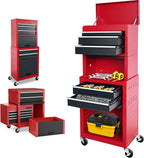 Rolling Tool Chest, 3-in-1 Detachable Metal Tool Box with Wheels & Drawers, High Capacity Toolbox Organization Sliding Drawers Garage Storage Box Cabinet Tools Cart for Warehouse Workshop