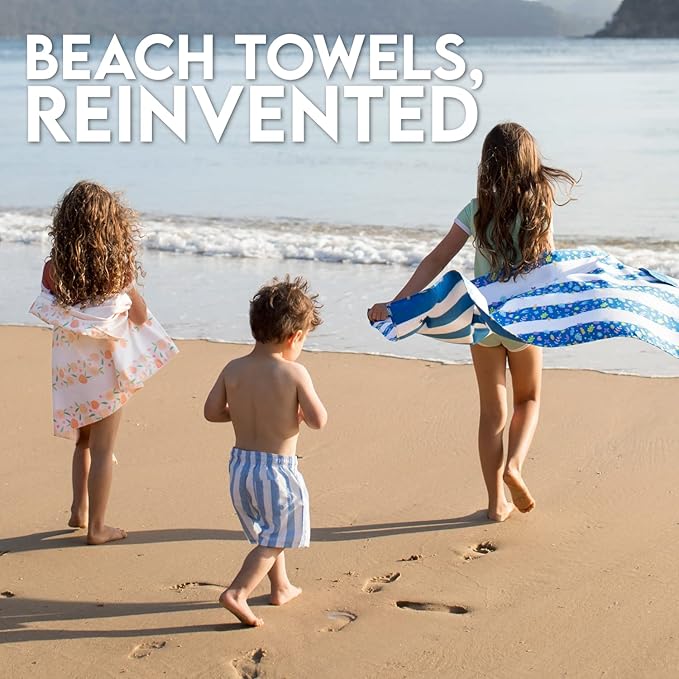 Dock & Bay Beach Towel - Quick Dry, Sand Free - Compact, Lightweight - 100% Recycled - Includes Bag - Kids - Bike Bike Baby, Medium (130x70cm, 51x27)