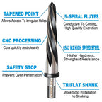 DKIBBITH 13/16" Bridge Construction Reamer Drill Bit, M2 HSS Taper Chucking Reamer for Steel Alloy Metal Wood Plastic, 1/2" Non-Slip Shank, 5-Spiral Flutes Car Reamer, to Align or Enlarge Holes, 21mm.