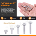 201Pcs 5 Sizes M5 Aluminum Flat Head Semi Tubular Rivets Assortment Kit with Punch, Partial Hole Tubular Rivets Round Flat Head Semi Tubular Rivet Silver Tone for Household Industry Repairing