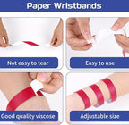 500 Pcs Red Paper Wristbands for Events Waterproof Neon Wrist Bands Adhesive Concert Identification Wristbands Hand Bands for Events (Red)