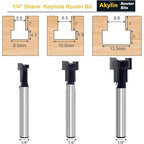 5pcs Keyhole Bit Set, 1/4-Inch Shank, 8.5-10.5-13.5-17.5-19.5mm Cut Diameter Keyhole Router Cutter Bit,for M5, M6, M8, M10, and M12 T-Track Slotting Milling Cutters