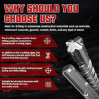 CSOOM SDS Plus Rotary Hammer Drill Bit 1"x8.27", Professional Concrete Drill Bit for Concrete, Brick, Stone and Cement Walls