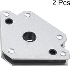 HARFINGTON 2pcs Welding Magnets 55.12 lbs Magnetic Welding Clamp Holder Galvanized Iron Arrow-Shaped Tool 45, 90, 135 Degree with Center Hole for Fixed Angles, Silver Tone