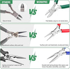 WORKPRO Jewelry Pliers Set, 3 Pack Jewelry Making Tool Kit- Needle Nose Plier/Chain Nose Plier, Round Nose Plier and Wire Cutter for Charm Bracelet, Jewelry Repair, DIY Crafts, Jewelry Making Supplies