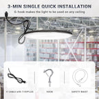 6 Pack 200W UFO Led High Bay Light,IP66 Waterproof,120VAC,30500LM 5000K Daylight Commercial Bay Lighting,850W MH/HPS with Plug Area Lighting for Warehouse/Shop/Workshop/Barn/Gym/Factory