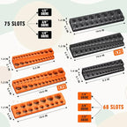 Magnetic Socket Organizer Holder Set – 8-Piece Tool Organizers Including 1/4", 3/8" and 1/2" Drive Socket Holder Metric & SAE 207 Pieces Socket Trays (Sockets are not Included)