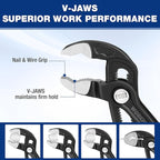 WORKPRO 7" & 10" Groove Joint Pliers Set, Upgraded Wide Opening Slip Joint Pliers Set, V-Jaw Quick Adjustable Plier, CR-V Steel, Dual Serrated, Water Pump Plier for Home & Industrial Repair, Soft Grip