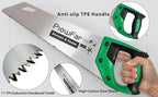 14 inch Hand Saw 11TPI Pro Fine Cut for Wood, Plastic Pipes, Drywall, Trees Trimming & Pruning, Sharp for Woodworking, Green