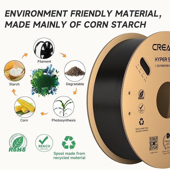 Creality Hyper PLA Filament 1.75mm Black & White 2KG, 30-600mm/s High Speed PLA 3D Printer Filament, 2 Pack 1kg Spool(2.2lbs) PLA, Dimensional Accuracy +/-0.02mm, Fit Most FDM 3D Printer