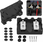 Joinfworld 400A Bus Bar 12V Power Distribution Block with 4 x 5/16"(M8) Stud Dual Battery Bus Bar 48V DC Marine Terminal Distribution Block for Automotive Car Solar - Negative&Positive(2 in 1)