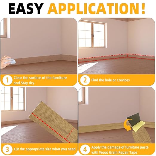 GSCIT Club Oak Wallpaper, 2.4 inch X 25ft Self Adhesive Wood Grain Repair Tape Oak Repair Patch for Tables, Chairs, Baseboards, Doors, Windows, Floors, Handicraft DIY.