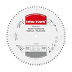 TWIN-TOWN 10-Inch 80 Tooth TCG Aluminum Cutting Saw Blade for Miter/Table Saws - Precision Circular Saw Blades for Aluminum, Plastics, Non-Ferrous Metals with 5/8" Arbor