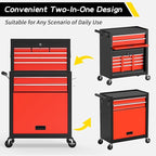 On Shine 8 Drawer Rolling Tool Chest, Large Capacity Rolling Tool Box with Wheels, Locking Mechanical Tool Chest, Portable Tool Box with Sliding Drawers,Metal Tool Box for Garage Workshop (BlackRed)
