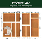 10-Piece Bamboo Drawer Organizer Set, 2.2" Deep | Multi-Use Organizers for Utensils, Silverware, Cutlery, Desk, Bathroom, Junk Drawer & Makeup, Non-Slip Feet Included.