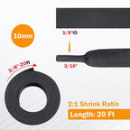 2:1 Heat Shrink Fabric Tubing Braided Sleeving Woven Wire Loom Shrinkable Cable Sleeve for Automotive Wire Harness/Cable Sheath (3/8"-20ft)