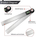 GemRed 82305 Digital Angle Finder Protractor (Stainless steel 300mm)