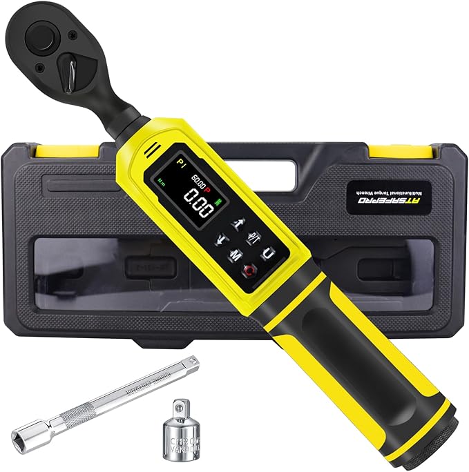 3/8-Inch Digital Drive Torque Wrench-1-60Nm (1-44 ft-lb),High-Precision Torque Wrench with Buzzer, LED Flash, 5 Units, for Motorcycle & Home Repairs