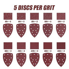 50PCS Mouse Detail Sander Sandpaper Hook and Loop 11-Holes Triangular Sanding Sheets for Mouse Sanders - Mixed Grits Coarse to Fine 40/60/80/100/120/180/240/320/400/600 Grits