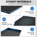 Peg Board, 3 Pack Metal Pegboard Panels Black Pegboards Wall Organizer with Frame Large Heavy Duty Peg Board with Hooks for Walls Home, Garage Tool Storage, Office, Craft Room, Kitchen 24”×16”