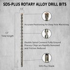 Direko SDS Plus Rotary Hammer Drill Bits 5-Piece Carbide-Tipped for Masonry，Concrete,Brick Granite etc (HD-A1/2 x12-5)