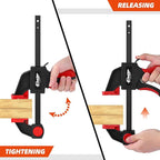 6" Bar Clamps for Woodworking, 4-Piece One-Handed Clamp/Spreader, Light-Duty Quick-Change F Clamp with 170 lbs Load Limit