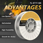 TOOLIOM E71T-GS .035" Diameter 10-Pound Spool Flux Core Self-shielded MIG Welding Wire for Carbon Steel 2 PCS