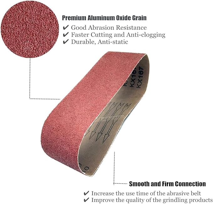 3x18 Belt Sander Sanding Belts, 80 Grit Aluminum Oxide Sander Paper 3 x 18 Inch, 12 Pack (3x18in,80 Grit)