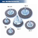 HOYIN 18PC Wire Wheel Cup Brush Set | Coarse Crimped Carbon Steel | 1/4" Hex Shank | 3PACK of 6 Pieces | Ideal for Drills